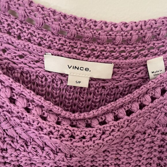 Purple Vince Square-Neck Cotton Crochet Cami, Size Small, Excellent Condition - Picture 5 of 6